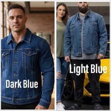 Jaqueta jeans masculina Duke Haband azul escuro azul claro elástica ajuste muscular para 4XL, usado comprar usado  Enviando para Brazil