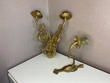 Paire D'appliques Mural En Bronze Doré Bras de lumière Ancien Luminaire comprar usado  Enviando para Brazil