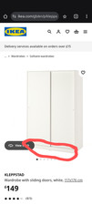 Ikea kleppstad wardrobe for sale  GODALMING