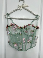 Green embroidered floral for sale  San Bruno