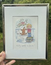 Usado, Quadro retrô dourado banheiro desenho animado humor “Kitty Wants A Drink” 8x10 comprar usado  Enviando para Brazil