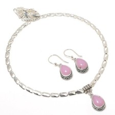 Conjunto de 18 colar e brincos feitos à mão folheados a prata 925 calcedônia rosa comprar usado  Enviando para Brazil