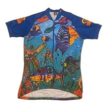 Camiseta masculina de ciclismo Canari tamanho L meio zíper peixe tropical estrela do mar, oceano marinho, usado comprar usado  Enviando para Brazil