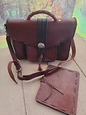 Bolsa carteiro Western Flare vintage couro trançado e pasta para notebook comprar usado  Enviando para Brazil