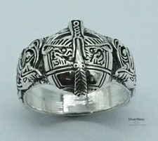 Silverness Men's Jóias Anel Escudo Viking: 925 Prata Esterlina comprar usado  Enviando para Brazil