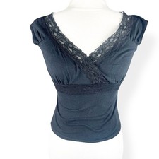 Batom Preto Renda Babydoll Top Feminino Tamanho Pequeno Coquette Clubwear Anos 2000 Y2K comprar usado  Enviando para Brazil
