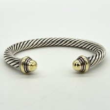 Bracelete David Yurman prata esterlina e ouro 14k 7 mm cabo 6,5” comprar usado  Enviando para Brazil