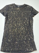 Blusa de malha RALPH LAUREN BLACK LABEL dourada lantejoulas náilon preta lycra M média comprar usado  Enviando para Brazil