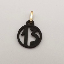 Pingente Berloque Sólido de Ouro 18k Sicília Etna Vulcão Revestido de Lava Número da Sorte 13 Novo comprar usado  Enviando para Brazil