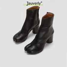 Bota Tabi de Couro Moda Redonda Salto Alto Botas de Tornozelo Femininas Biqueira Dividida comprar usado  Enviando para Brazil