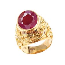 Heizbar Rubin Edelstein Mit 18k Vergoldet Silber Ring für Herren #1741 comprar usado  Enviando para Brazil