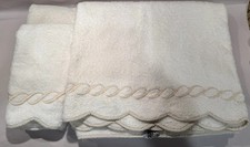 Conjunto de toalha de banho Pratesi branca corrente bordada recortada 38 x 53 Itália comprar usado  Enviando para Brazil