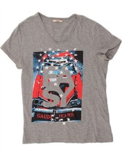 Camiseta gráfica feminina GAUDI Reino Unido 16 grande cinza algodão CD17 comprar usado  Enviando para Brazil