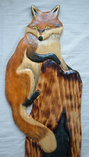 Motosserra de madeira esculpida RED FOX decoração de cabine arte de parede filhote esculpido 1 comprar usado  Enviando para Brazil