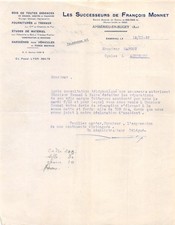 Facture 1937 successeurs d'occasion  France