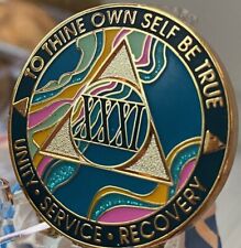 Medalhão de 31 anos AA elegante mármore Taiti azul-petróleo rosa chip de sobriedade, usado comprar usado  Enviando para Brazil