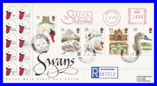1993 CISNES: Royal Mail FDC + Hanley Swan CDS e Swan Theatre Worcester Meter Mark comprar usado  Enviando para Brazil