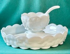Usado, Westmoreland Painel Uva Vidro de Leite Aperitivo Chip N Dip Conjunto de 3 Peças Branco Antigo comprar usado  Enviando para Brazil