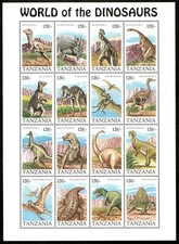 Tanzânia 1995 - Mundo dos Dinossauros - Folha de 16 selos - Scott #1251 - MNH, usado comprar usado Tanzânia 1995 - Mundo dos Dinossauros - Folha de 16 selos - Scott #1251 - MNH, usado comprar usado  Enviando para Brazil
