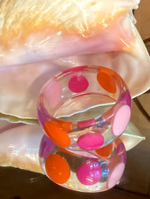 Pulseira Vintage Lucite Rosa Claro Laranja Roxa Injetada Bolinhas comprar usado  Enviando para Brazil