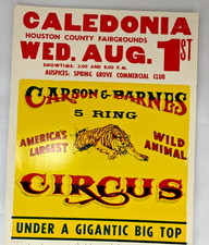 Vintage - Carson & Barnes Circus Caledonia Houston Window Card - 14"x22" - WC na sprzedaż  Wysyłka do Poland