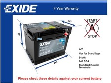 Car battery ea640 for sale  UK