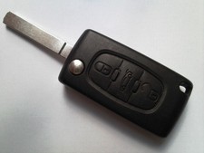 GENUÍNO PEUGEOT 307 & CITROEN C2 C3 ETC 3 BOTÕES ALARME REMOTO FLIP CHAVEIRO SEM CORTES comprar usado  Enviando para Brazil