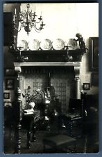 Cartão postal vintage RPPC interior salão cena fogão a lenha lareira  comprar usado  Enviando para Brazil