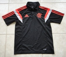 Camisa polo de poliéster ADIDAS CLIMALITE FLAMENGO preta/vermelha/prata futebol brasileiro P comprar usado  Enviando para Brazil