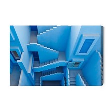 Obraz na płótnie Architektura Niebieskie schody Premium Canvas na sprzedaż  PL
