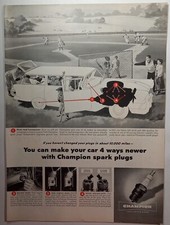 Velas de ignição campeão da década de 1950 estação de beisebol carroça motor colorido vintage impressão anúncio comprar usado  Enviando para Brazil