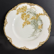 Usado, Placa de armário floral H & Co Limoges 19º C HP 8,5” acabamento dourado aro em relevo placa comprar usado  Enviando para Brazil