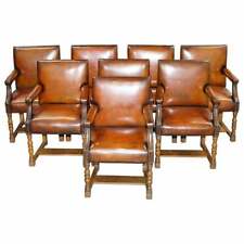 8 poltronas HOWARD & SON'S ESTAMPADAS POR VOLTA DE 1900 COURO MARROM CARVER WINSBOROUGHS comprar usado  Enviando para Brazil