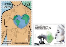 Espanha 2021 espagne DISELLO mapa infantil corpo humano clima 2v sem marca de charneira, usado comprar usado  Enviando para Brazil