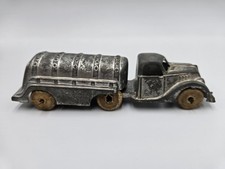 CAMINHÃO PETROLEIRO VINTAGE PRATA 1930S HUBLEY SEMI GASOLINA LEITE 5" DE COMPRIMENTO comprar usado  Enviando para Brazil