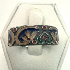 Usado, Anel vintage marroquino de prata esterlina 0,925 tamanho 9 com esmalte multicolorido comprar usado Usado, Anel vintage marroquino de prata esterlina 0,925 tamanho 9 com esmalte multicolorido comprar usado  Enviando para Brazil