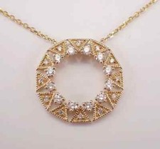 Pingente de moissanita corte redondo 1 quilate círculo da vida folheado a ouro amarelo 14K corrente 18" comprar usado  Enviando para Brazil