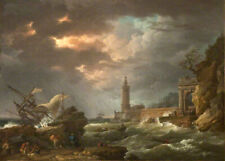 Usado, Arte de ondas oceânicas Oil Claude-Joseph-Vernet-The-Tempest-Storm-off-the-Coast comprar usado  Enviando para Brazil