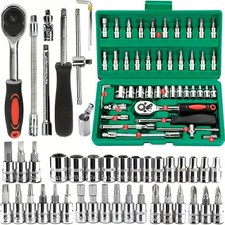 46pc Ratchet Wrench Socket Set 1/4″ Drive – Metric Hex Tool Kit for Car Repair. comprar usado  Enviando para Brazil
