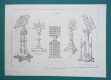 ARQUITECTURA Ejemplos de atriles Tirlemont Wrexham Verona - Impresión litográfica 1860 segunda mano  Embacar hacia Mexico