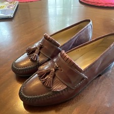 Mocassim Johnston & Murphy masculino couro marrom colcha borla tamanho 7,5 médio comprar usado  Enviando para Brazil