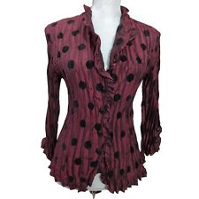 Camisa feminina Piano Crinkle Button Up M borgonha preta Polkadot festa caprichosa comprar usado  Enviando para Brazil