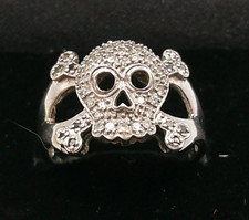 Anel de ouro branco 10K e detalhes de diamante com ossos cruzados de caveira - HSN tamanho 8-3/4 - 3g comprar usado  Enviando para Brazil