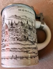 Bierkrug weiß zinndeckel gebraucht kaufen  München