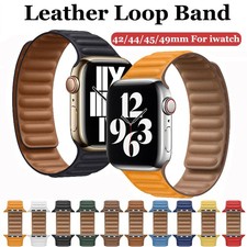 Pulseira de couro para Apple Watch Link pulseira magnética 42-49mm Ultra 10 9 8 7 6 SE 5 4 comprar usado  Enviando para Brazil