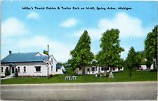 Cartão postal MI Spring Arbor Miller's Tourist Cabins & Trailer Park em M-60 1940 S14 comprar usado  Enviando para Brazil