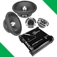 PACOTE DE ÁUDIO AUTOMOTIVO TIPANO 2x 6,5" alto-falantes midrange + 2x TWEETERS + AMPLIFICADOR DE 4 CANAIS comprar usado  Enviando para Brazil