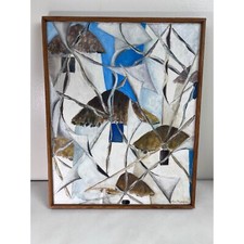 Pintura al óleo expresionista abstracta de colección Alex Papajion firmada enmarcada molino de viento segunda mano  Embacar hacia Mexico