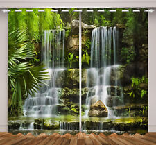 Usado, Cachoeira folha verde planta 3D 2 painéis cortinas de janela cortinas de bloqueio tecido comprar usado  Enviando para Brazil