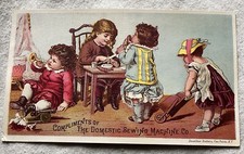 Cartão comercial vitoriano vintage crianças máquina de costura doméstica brinquedos carrinho de mão comprar usado  Enviando para Brazil